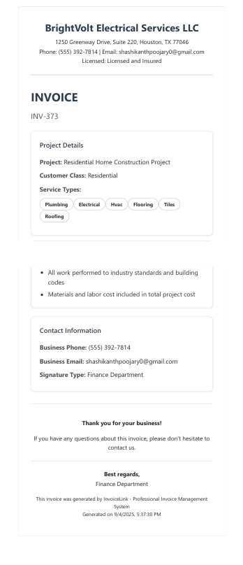 Invoice Email Template 1