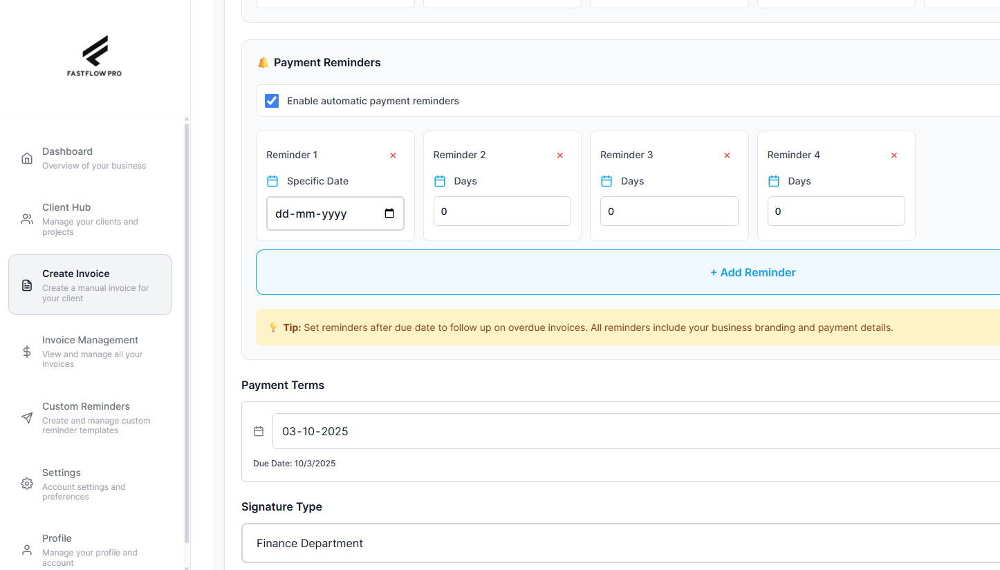 Reminder Settings Screenshot